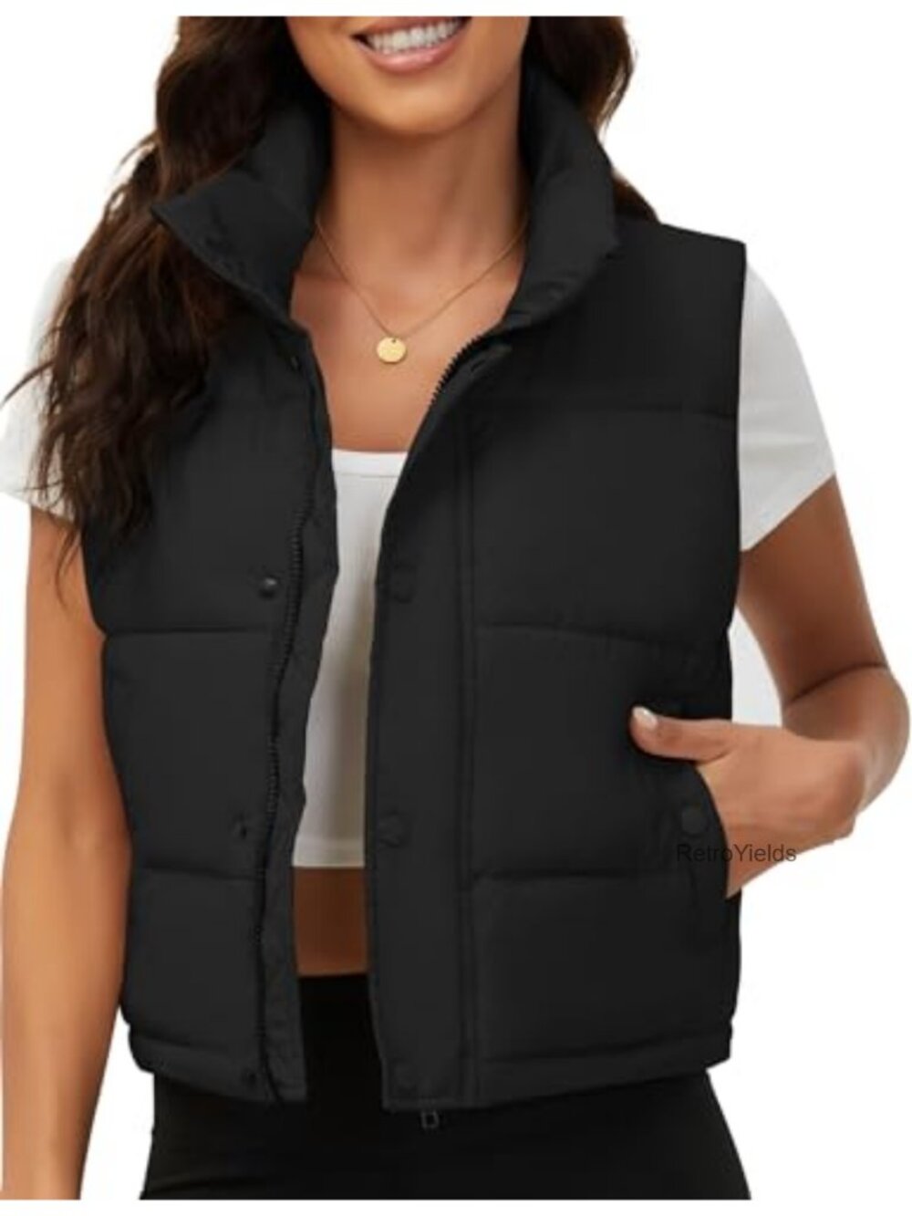Women Cropped Puffer Vest Sleeveless Winter Padded Gilet